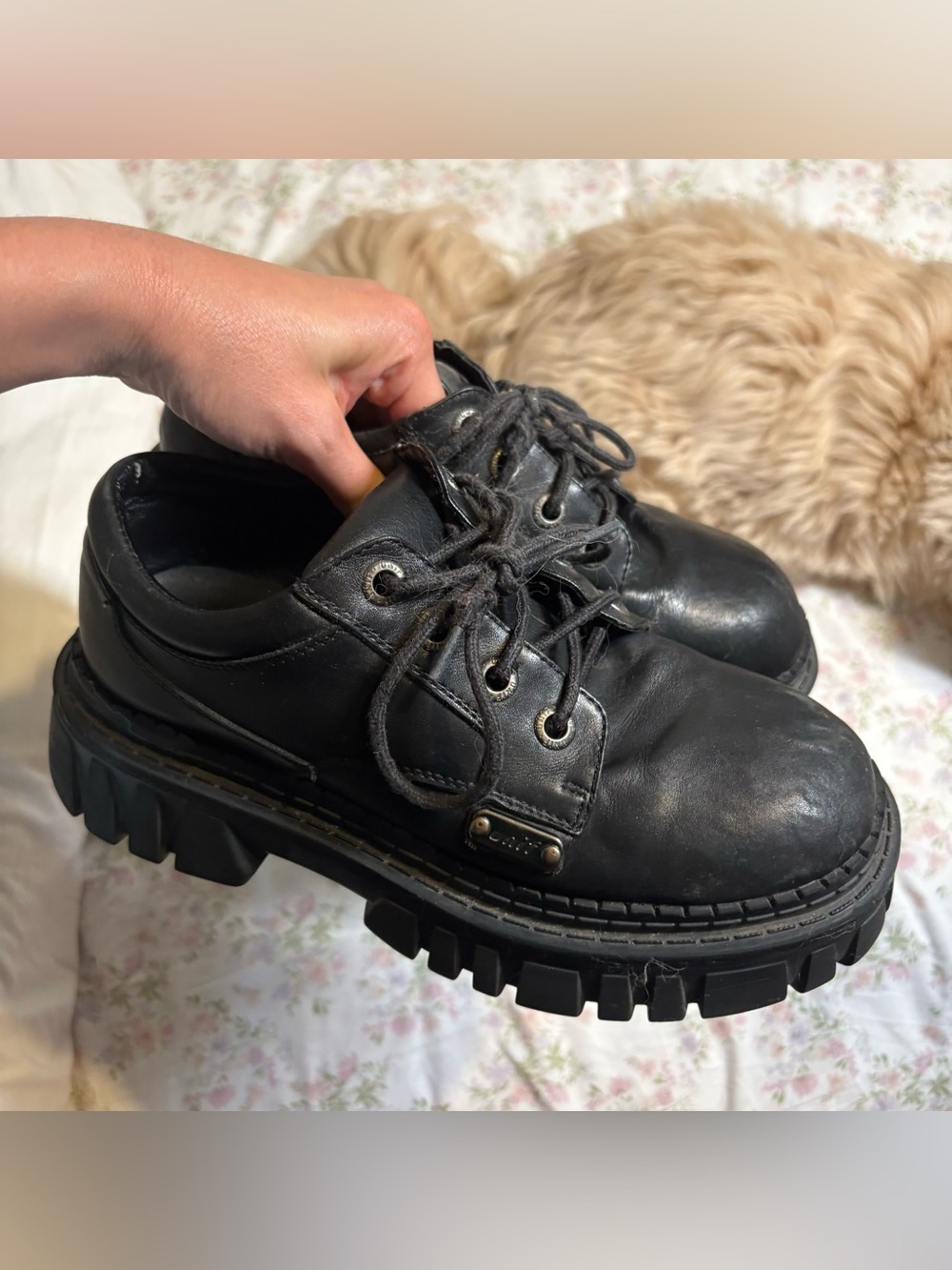 unif chunky platform black low top work book “trail shoe” size 7